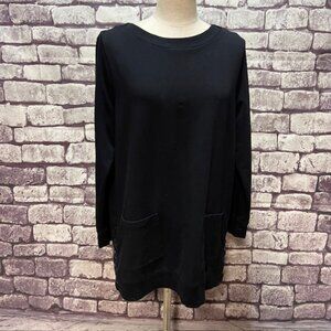 Soft Surroundings Black Round Neck Long Sleeve Top Size L